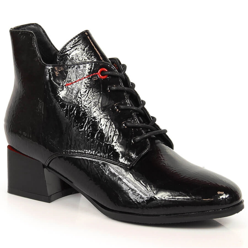 Black insulated black Jezzi JEZ371 lacquered women's boots