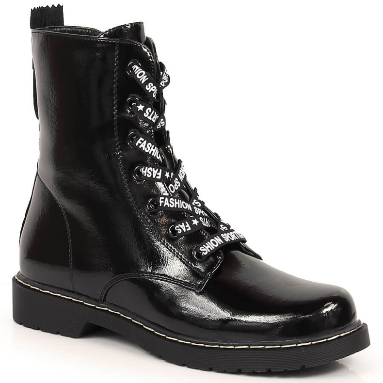 Women's boots, varnished insulated black Vinceza