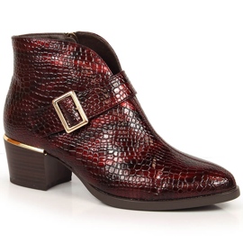 Lacquered boots for women insulated crocodile burgundy Vinceza claret