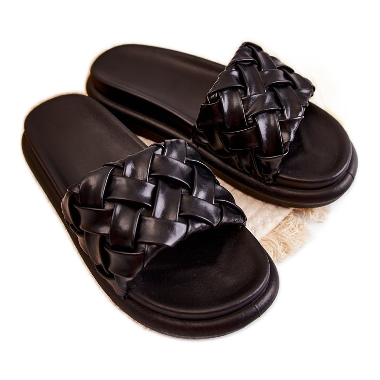 Women's Leather Braided Slippers Black Ravella Women's Leather Braided Slippers Black Ravella