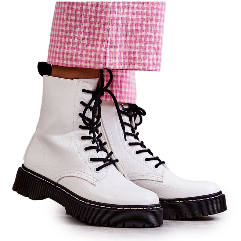Women's White Warm Snakeskin Boots Salma