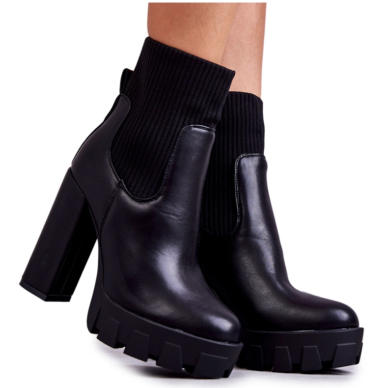 Women's Eco-leather Boots With a Sock Black Adalyn