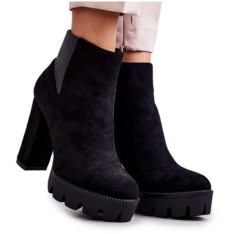 PG1 Women's Suede High Heel Boots Black Maricruz