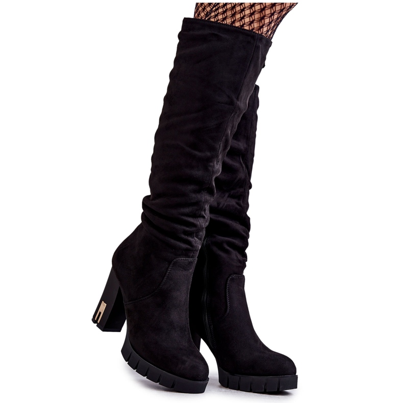FB2 Classic Suede Black Laylah Zipper Boots