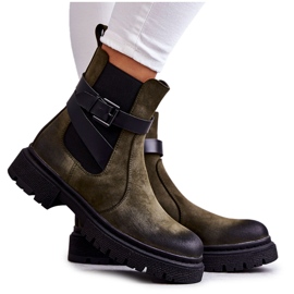 FE1 Women's Warm Boots Jodhpur boots With Belt Green Jose FE1 Women's Warm Boots Jodhpur boots With Belt Green Jose