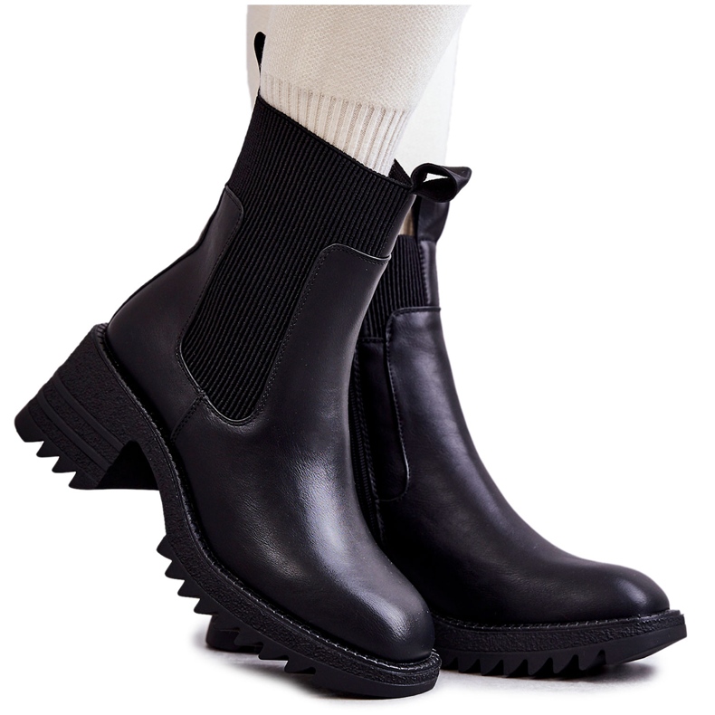 Women's Black Warm Boots On Heel Abella