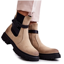 FE1 Women's Warm Boots Jodhpur boots With a belt Beige Jose
