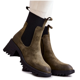 Women's Green Warm Boots On High Heel Abella