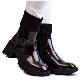 Women's Boots Warmed On A Chunky Heel Black Marinela