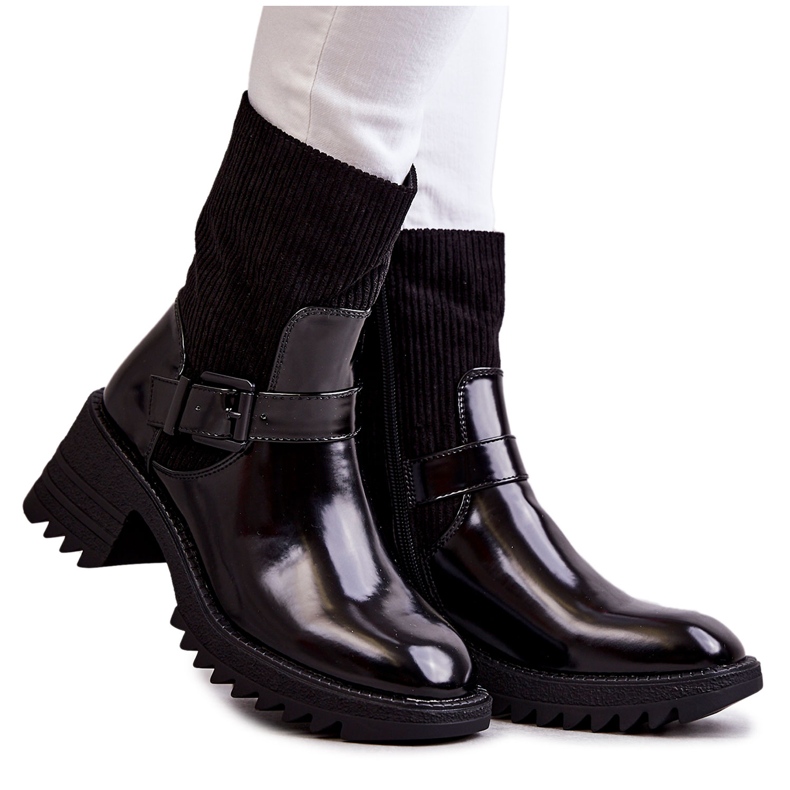 Women's Boots Warmed On A Chunky Heel Black Marinela