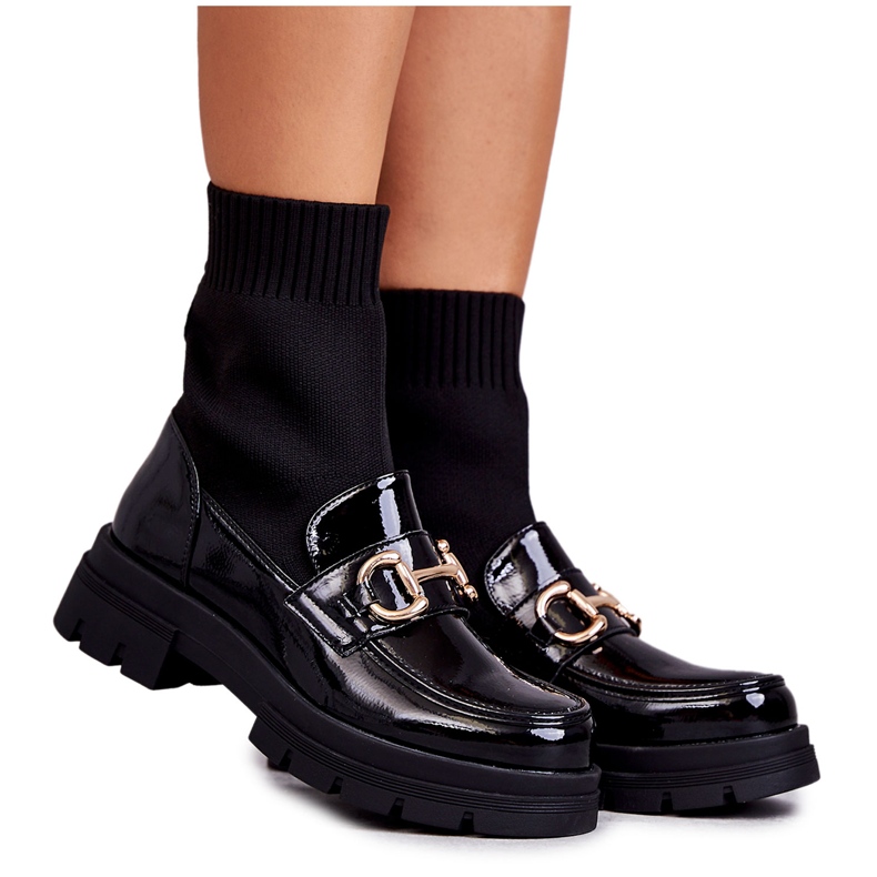 FE1 Women's Boots With a Sock Slip-on Black Sofia