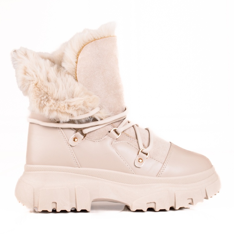 Beige women's snow boots with Shelovet fur