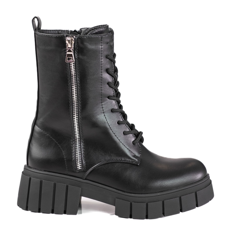 Shelovet women's workers with a decorative zipper on the upper black