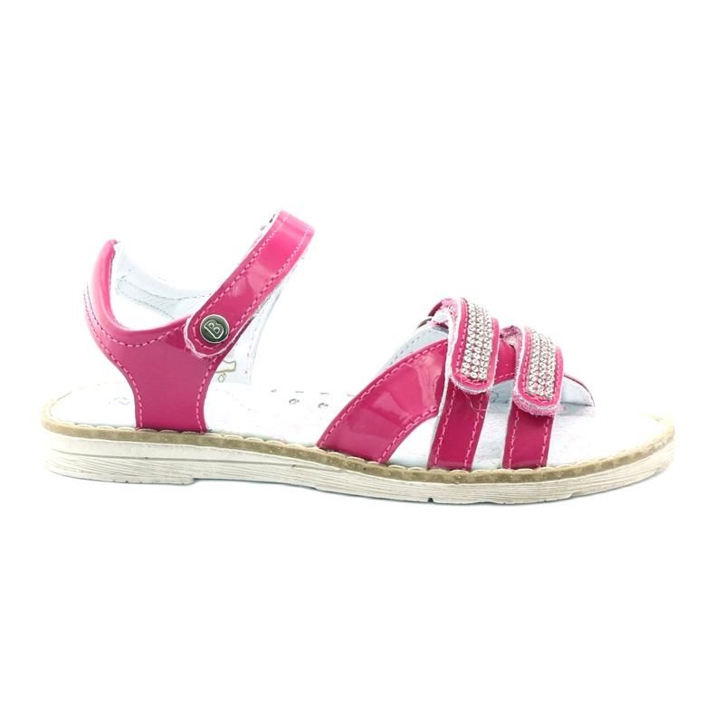 Bartek Girls' leather sandals with zircons 86161 pink Bartek Girls' leather sandals with zircons 86161 pink