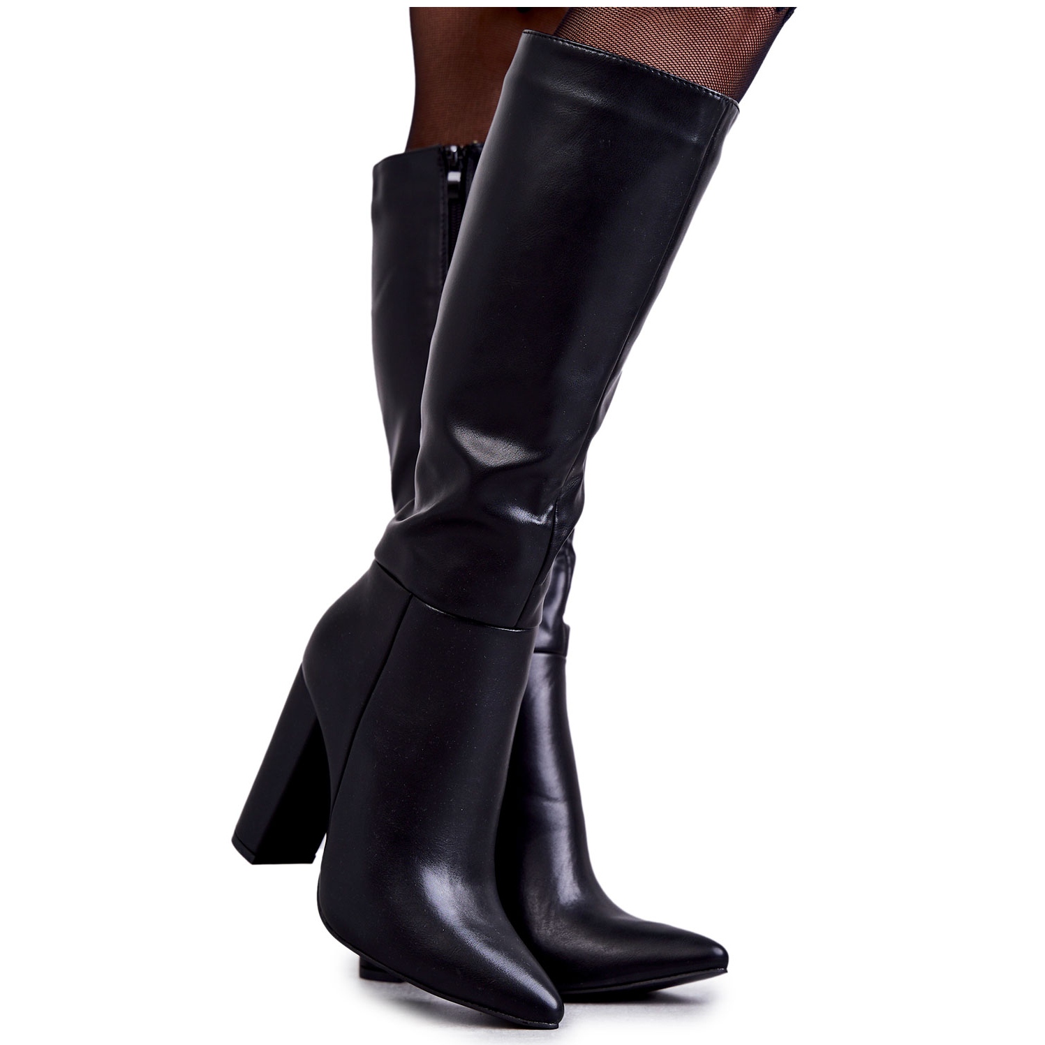 Classic Black Leather Boots On Heel Tressa - Main Image