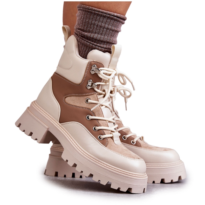 PS1 Warm Boots Trappers Beige-Brown Settimo multicolored