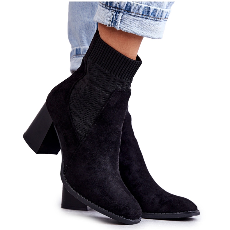 FE1 Women's Suede Boots With A Sock Black Montes