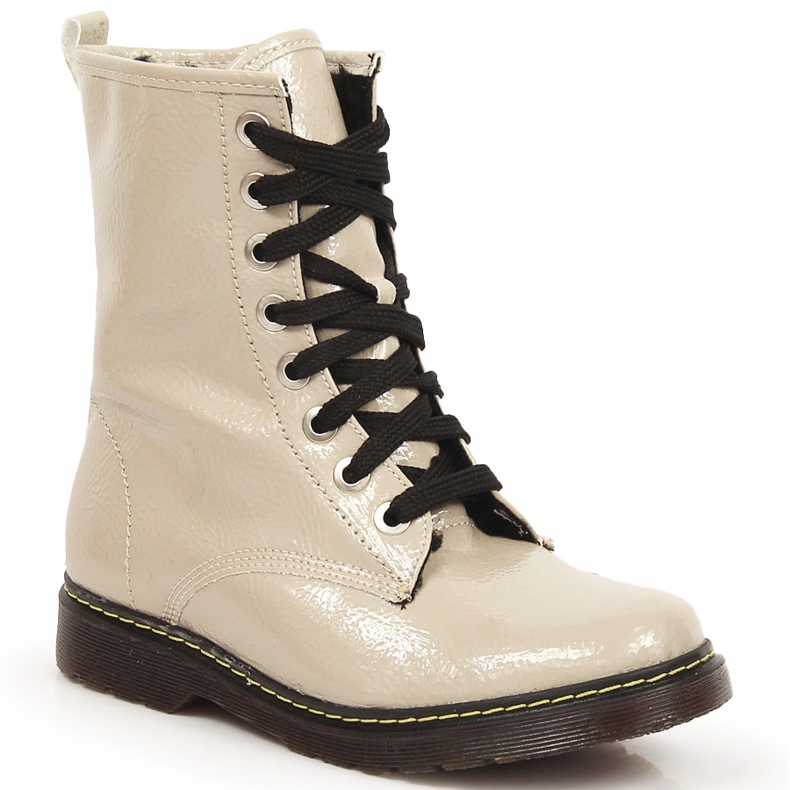 Girls' boots, varnished warm beige Kornecki 6017