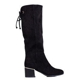 Black Women's Shelovet boots made of ecological suede Black Women's Shelovet boots made of ecological suede