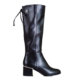 Black women's Shelovet boots made of ecological leather Black women's Shelovet boots made of ecological leather