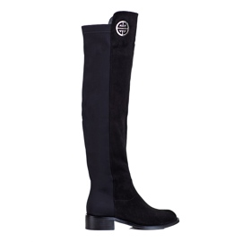 Women's Shelovet thigh-high boots with flat heels black