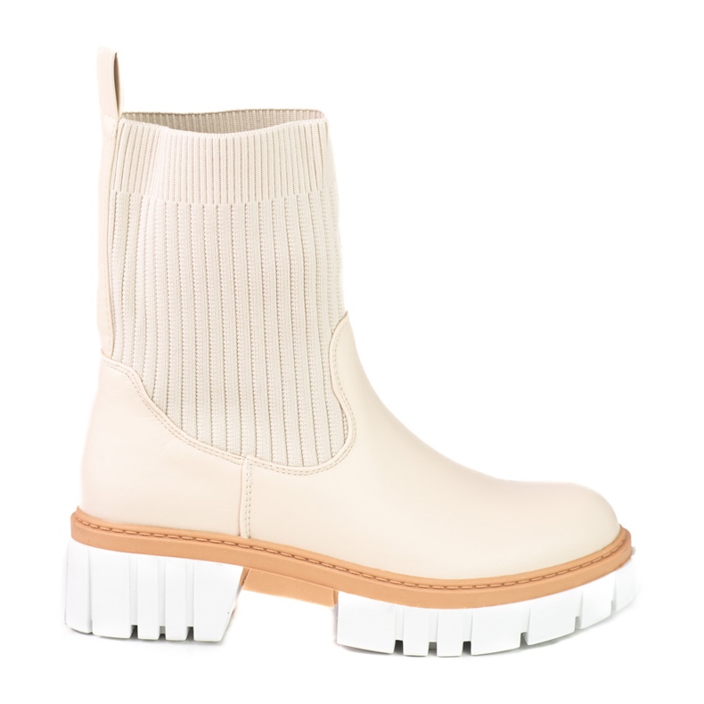 Beige Shelovet women's boots with a flexible upper Beige Shelovet women's boots with a flexible upper