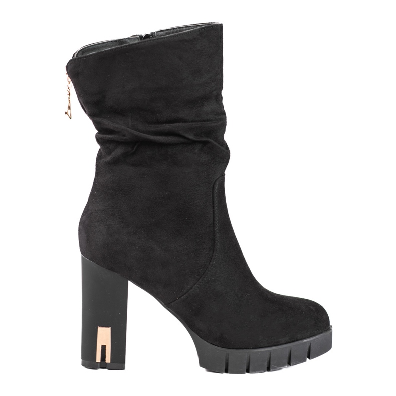 Women's Shelovet suede boots on a high post black Women's Shelovet suede boots on a high post black