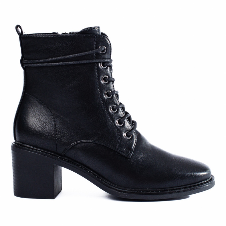 Black Shelovet lace-up boots for women made of ecological leather Black Shelovet lace-up boots for women made of ecological leather