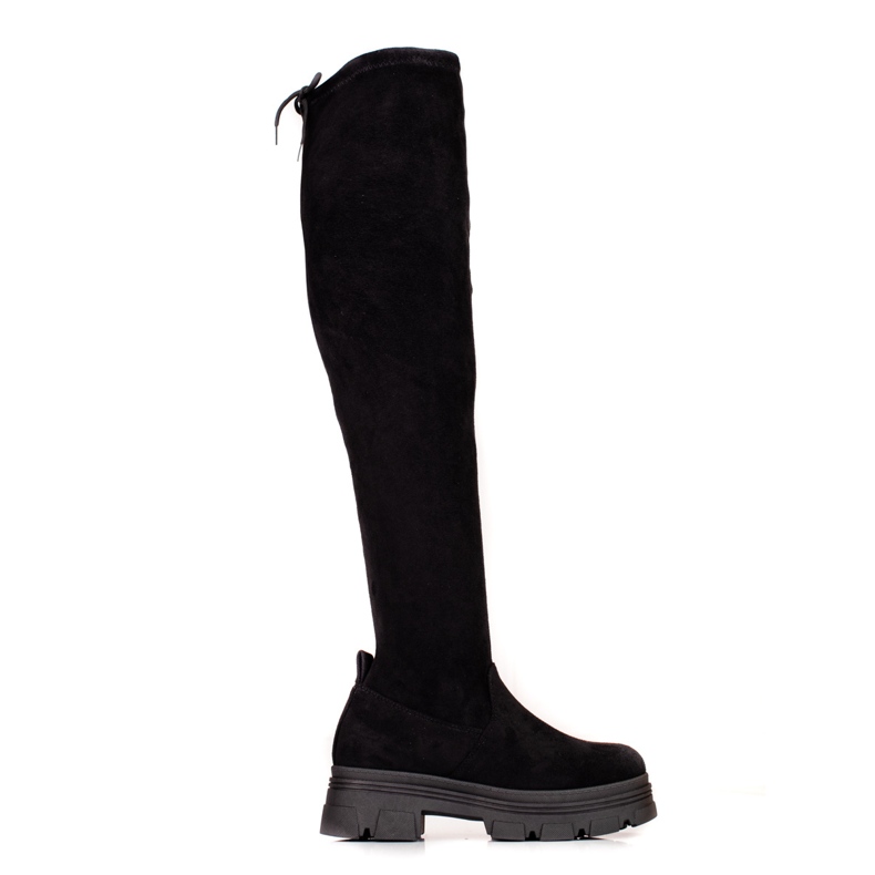 Women's Shelovet thigh-high boots on a black platform Women's Shelovet thigh-high boots on a black platform
