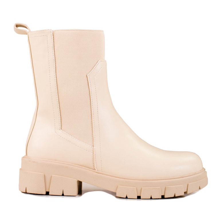 Vinceza beige boots for women with a high uppers