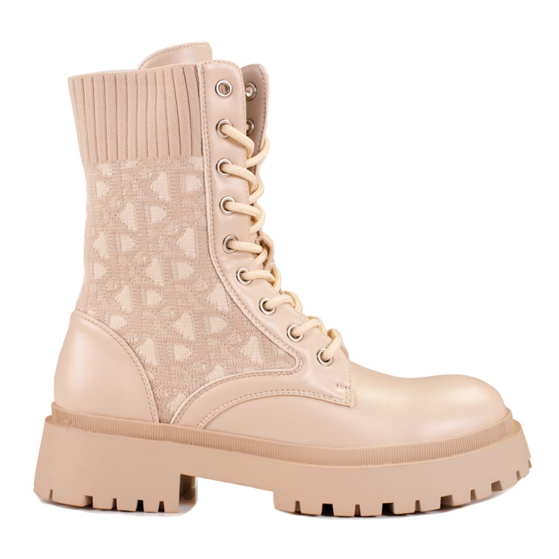 Ladies' beige lace-up workwear with a flexible Shelovet upper