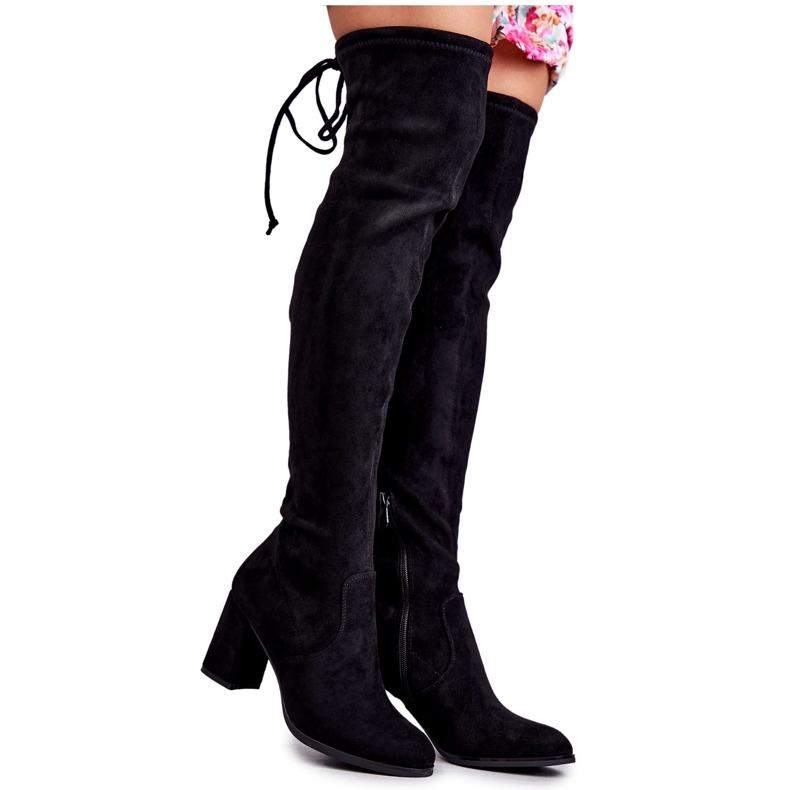 FE1 Classic Black Clarissa Suede Thigh High Boots