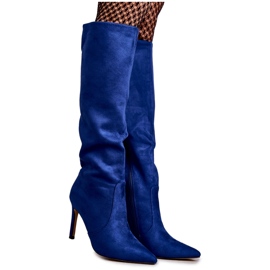 FS1 Suede Blue Carite High Heel Boots