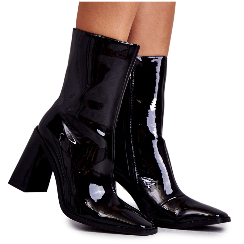 FS1 Women's Patent Leather Boots Black Margit