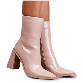 Women's Patent Leather Boots Beige Margit