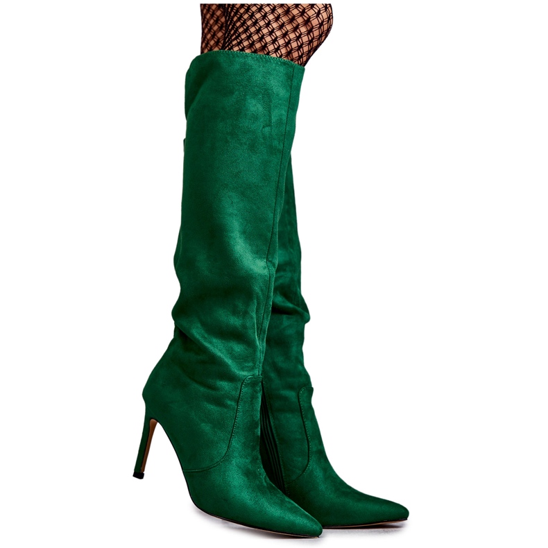 FS1 Suede Green Carite High Heel Boots FS1 Suede Green Carite High Heel Boots