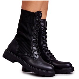 Women's Boots With A Sock On A Flat Heel Black Liam Women's Boots With A Sock On A Flat Heel Black Liam