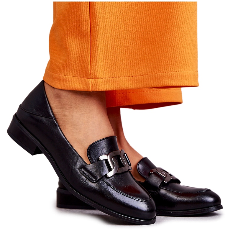 Vinceza Fashionable Leather Loafers Black Trine