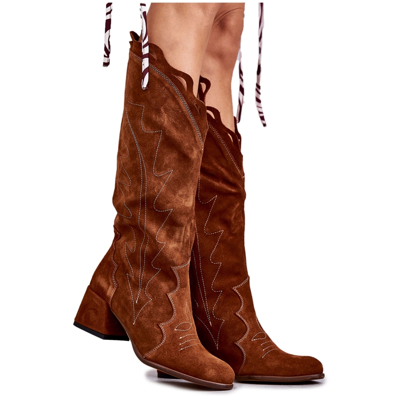 Andreia Brown Suede Knee-High Boots