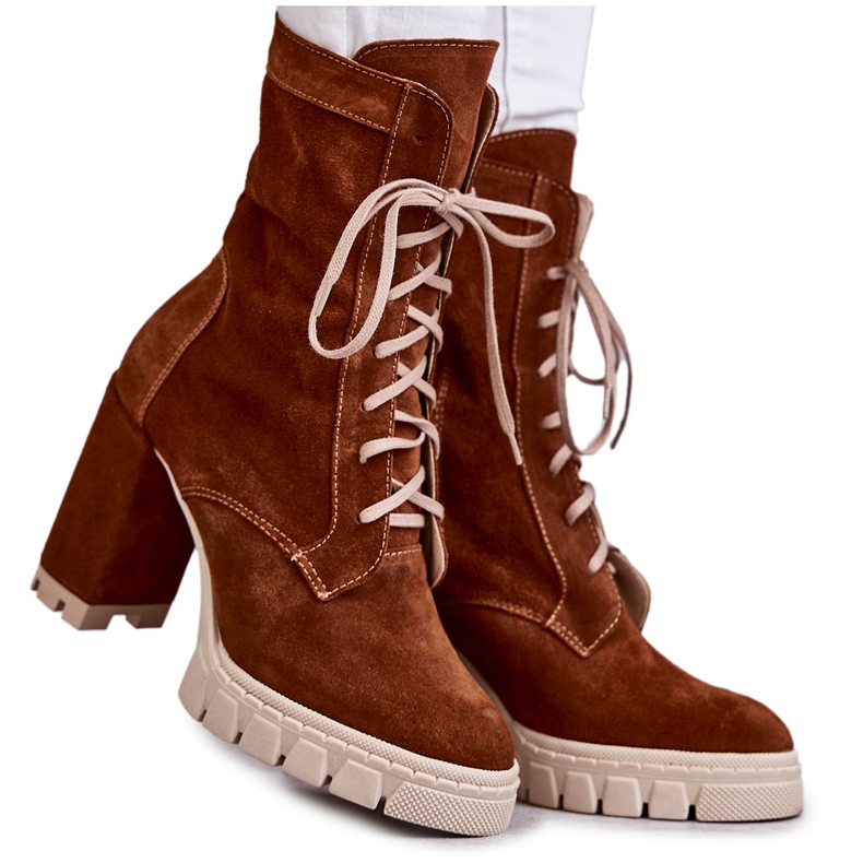 Women's Suede Boots On The Brown Edna Platform