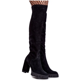 PA2 Fashionable Suede Black Thigh High Boots Estrela