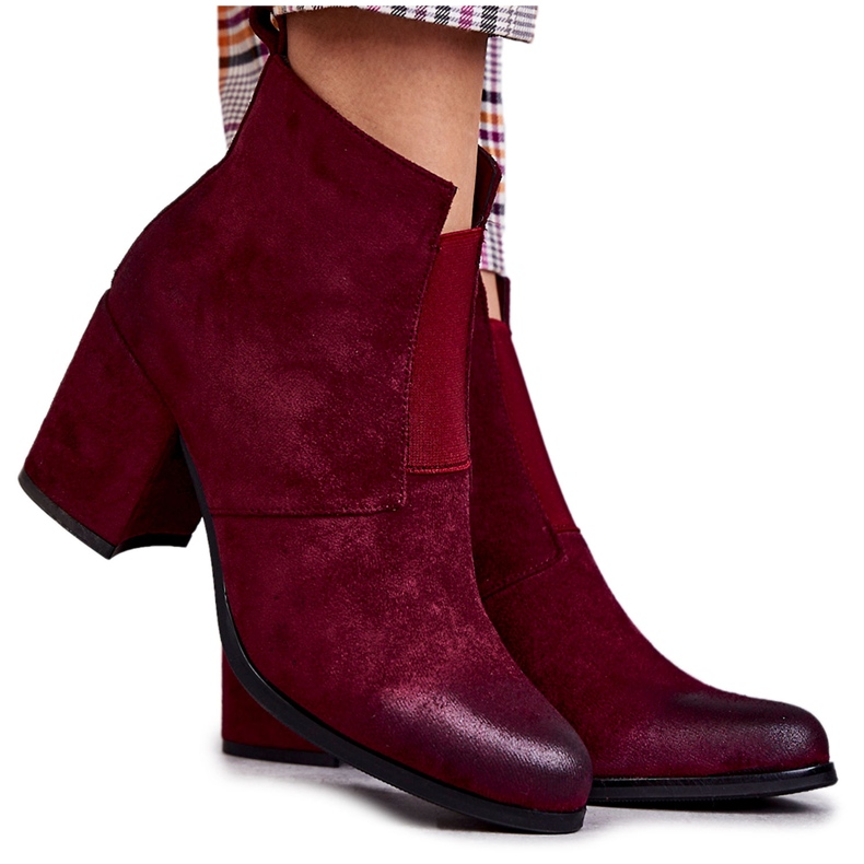 PL4 Classic Suede Booties La.Fi 260035WI-SU Burgundy red multicolored