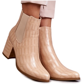Snake Leather Booties La.Fi 260038BE-XC Beige Snake Leather Booties La.Fi 260038BE-XC Beige