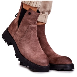 PJ1 Suede Warm Boots On A Flat Heel Light Brown Salome