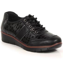 Black leather lace-up shoes for women Filippo