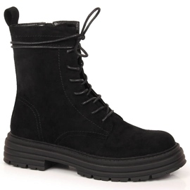 D&A Black OLI175B black suede trapper boots