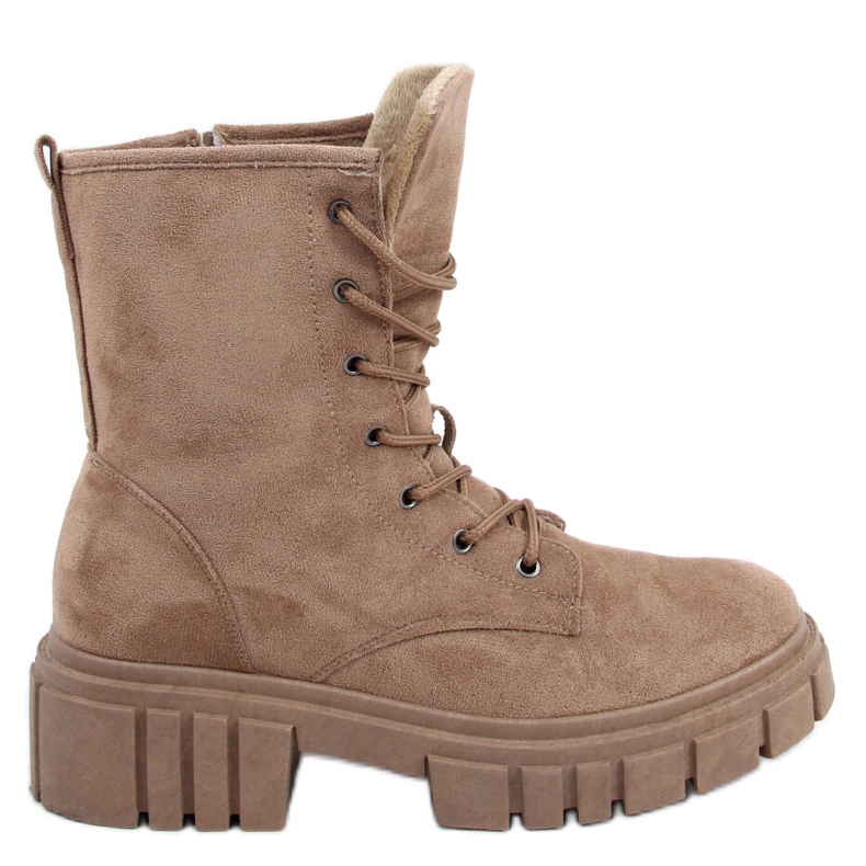 Kelis Khaki lace-up boots beige brown