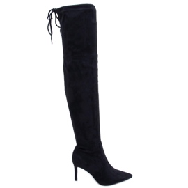 Becky Black Heeled Over-Knee Boots