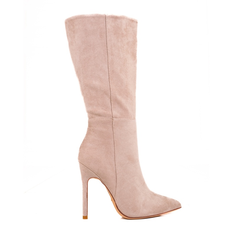 Women's high heel boots beige