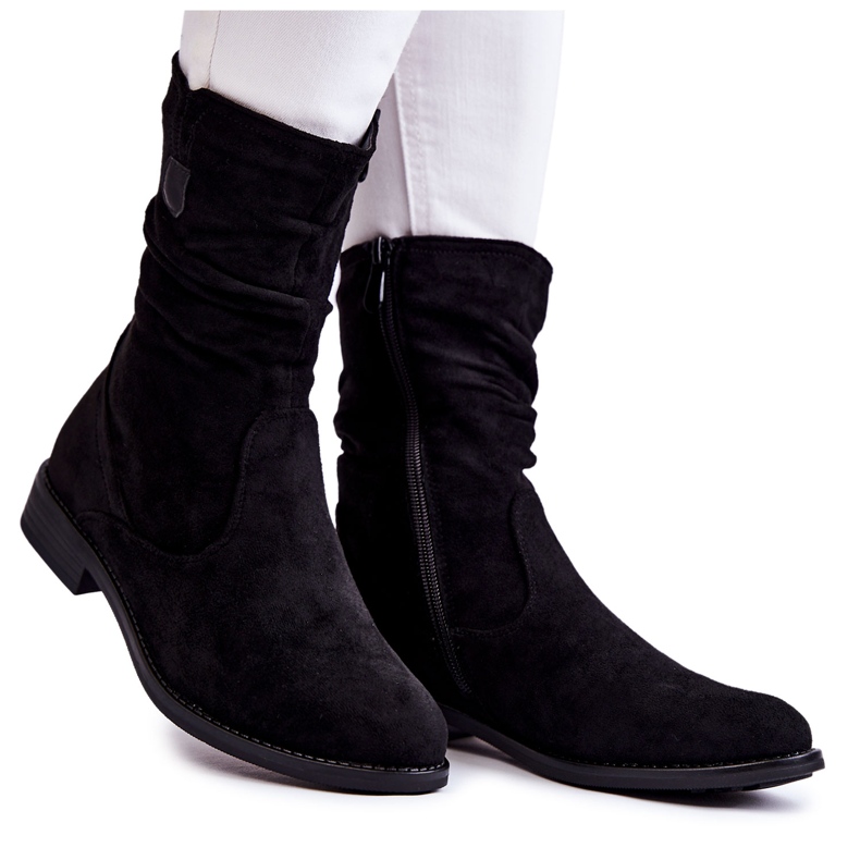 S.Barski Women's Crinkled Suede Boots Black Joanne S.Barski Women's Crinkled Suede Boots Black Joanne